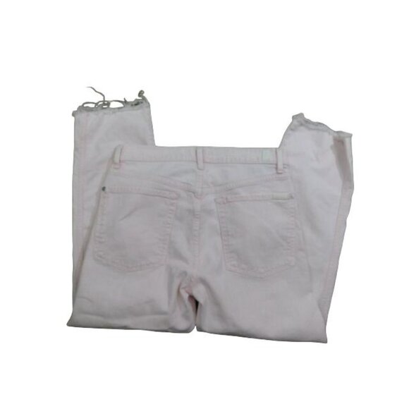 7 for all mankind Size 30 High Waist Crop Rough Seam Pink Denim Jeans - Picture 3 of 3